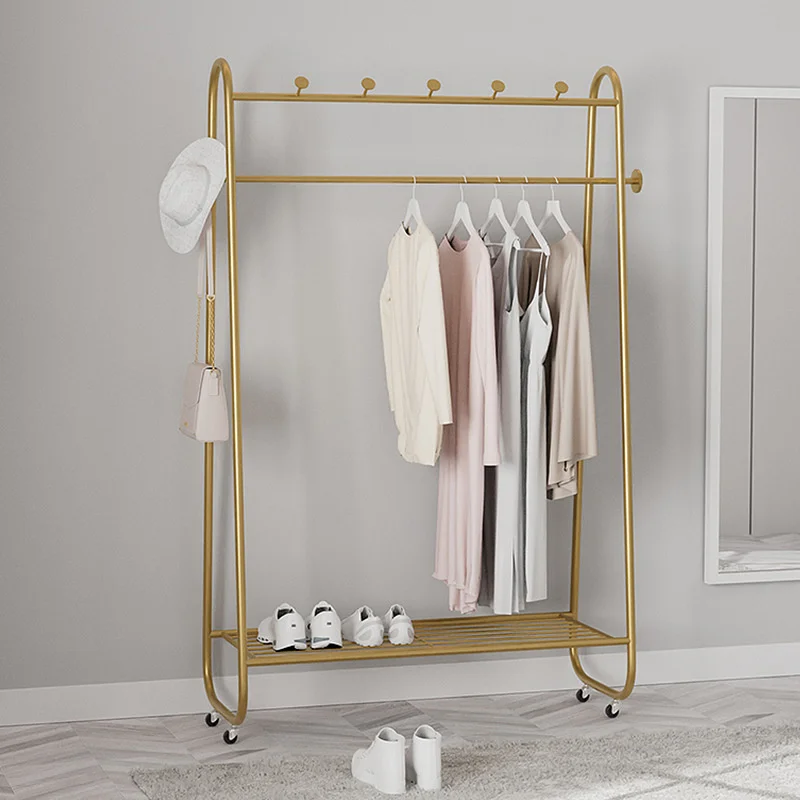 

Light Luxury Creative Hangers For Clothes Bedroom Multi-functional Storage Shelf Landing Simple Modern Mobile Rack For Coats
