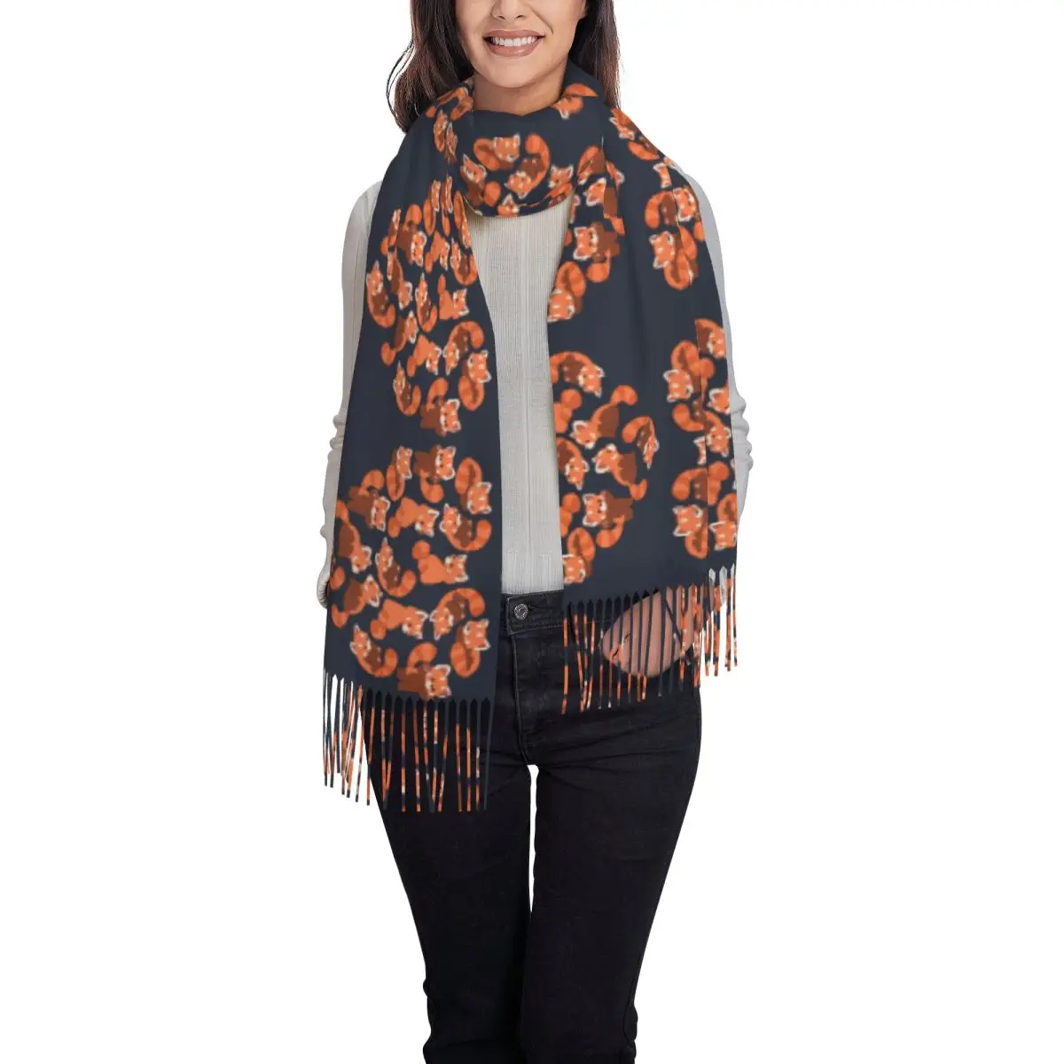 Шарф с красной пандой на заказ шарф-накидка в форме сердца для женщин Длинная