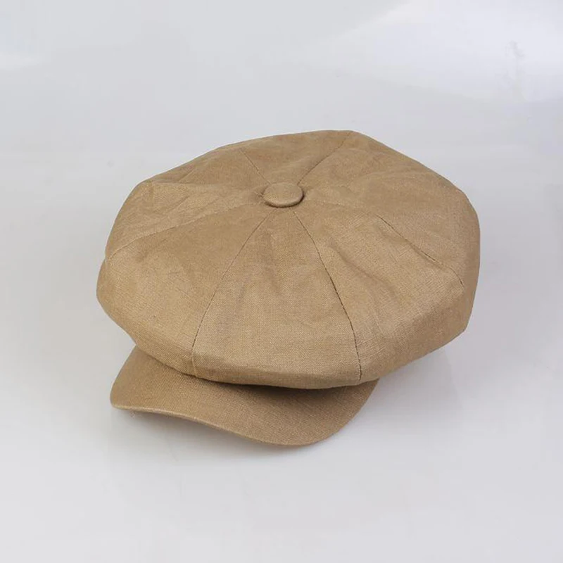 

Newsboy Hat Men Gray Flax Octagonal Cap Spring Autumn Winter Striped Baker Boy Hat Women Stylish Caps Eight-Blade Cap BJM57
