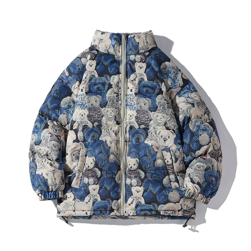 EOENKKY/Hip Hop Jacket Parka Print Men Winter Oversize Windbreaker Streetwear Harajuku Padded Jacket Coat Warm Outwear Hipster