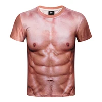 3d t shirt muscular men short sleeved fitness elastic singlet digital printing three dimensional top