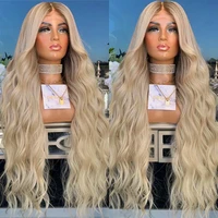 body wave honey blonde lace front wigs 30inches long synthetic lace front wig with baby hair for black women daily wear