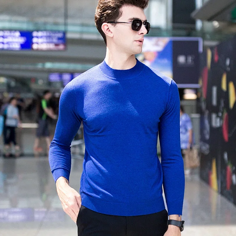 MRMT 2024 брендовый осенний мужской вязаный свитер с полувысоким воротником тонкий