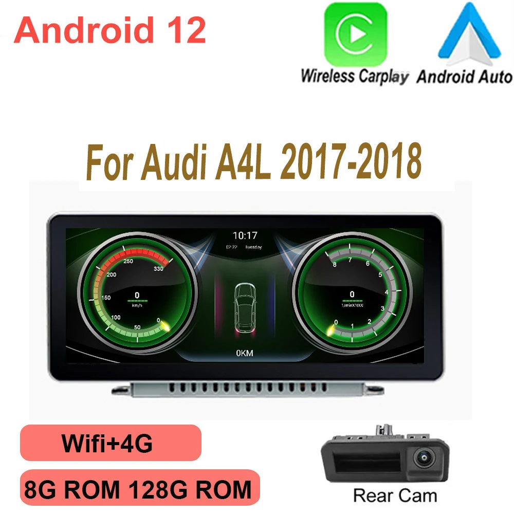

10.25 Inch Android 12 Display Screen 8 Core For Audi A4L 2017-2018 WIFI 4G SIM BT GPS Navi Touch Player Carplay Stereo