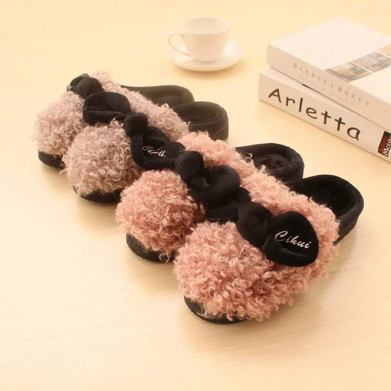 

Женские зимние домашние меховые тапочки антово, женские домашние теплые хлопковые тапочки, домашние тапочки на платформе, симпатичные зимние тапки с мультяшным рисунком