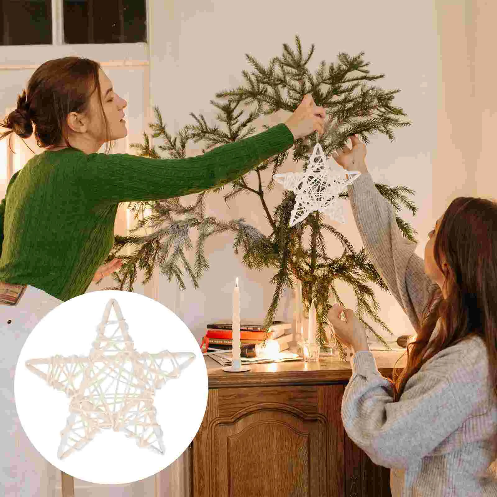 

Star Rattan Tree Decorativechristmasdecorationtopper Pentagram Five Pointed Wicker Wreath Ornaments Decor Wall Twine Wedding Diy