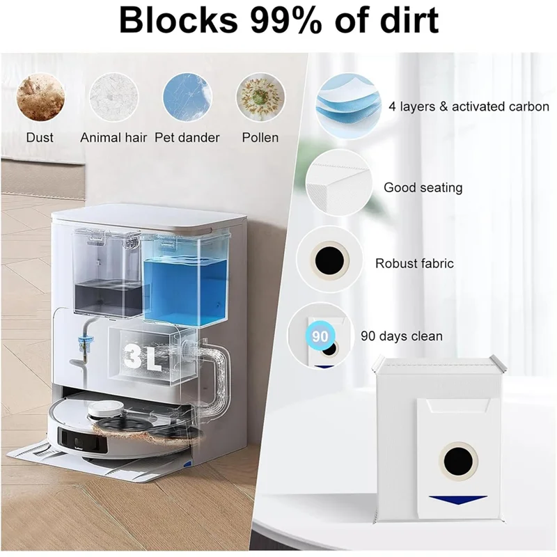 Фото A02M-Запасные части для робота-пылесоса ECOVACS DEEBOT T30S Combo: основная и боковые щетки, HEPA-фильтры, салфетки для влажной уборки, мешки для сбора пыли №5
