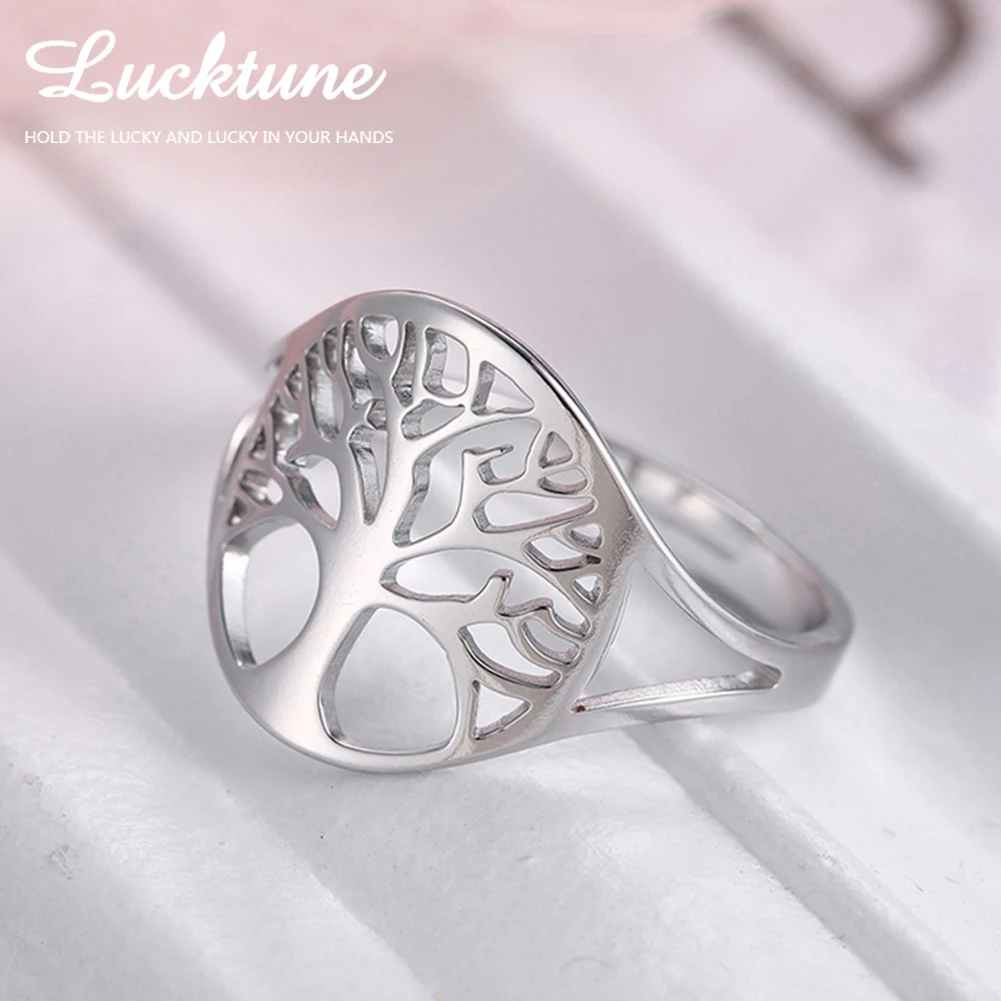 

Lucktune Tree of Life Ring Stainless Steel Viking Amulet Silver Color Resizable Ring for Women 2023 Vintage Jewelry Wedding Gift