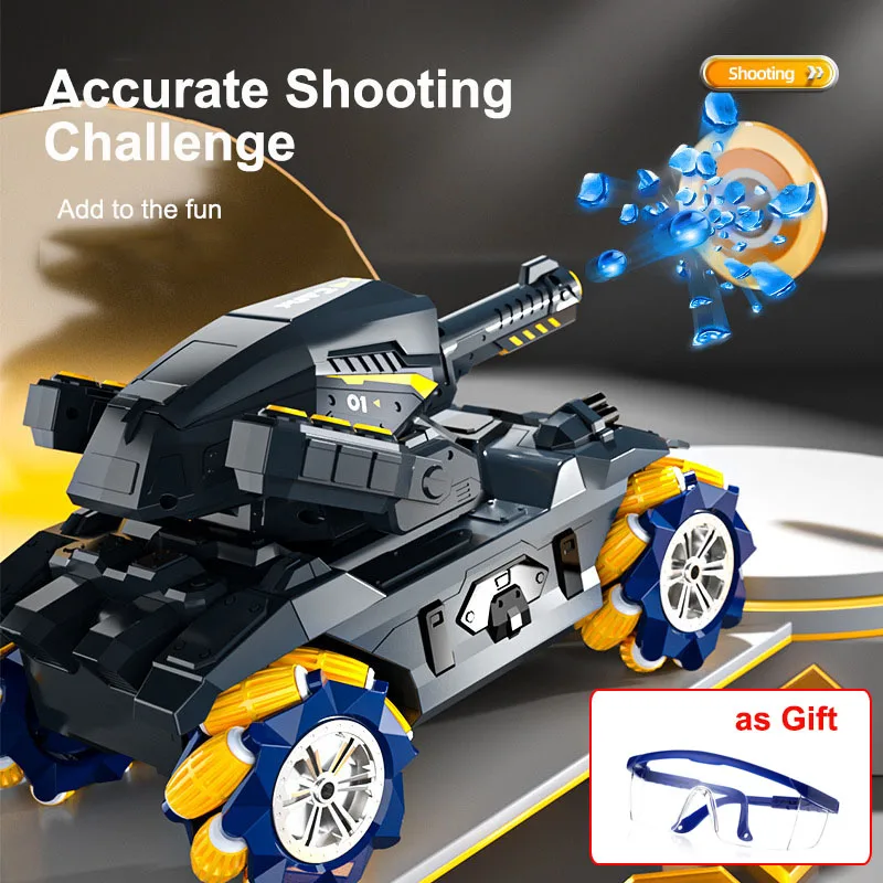 

2.4G RC Tank Car Electric Gel Blaster Toy for Kids Adult Automatic Shooting Toy w/1000 Water Beads Watch Sence Control Toys Boys