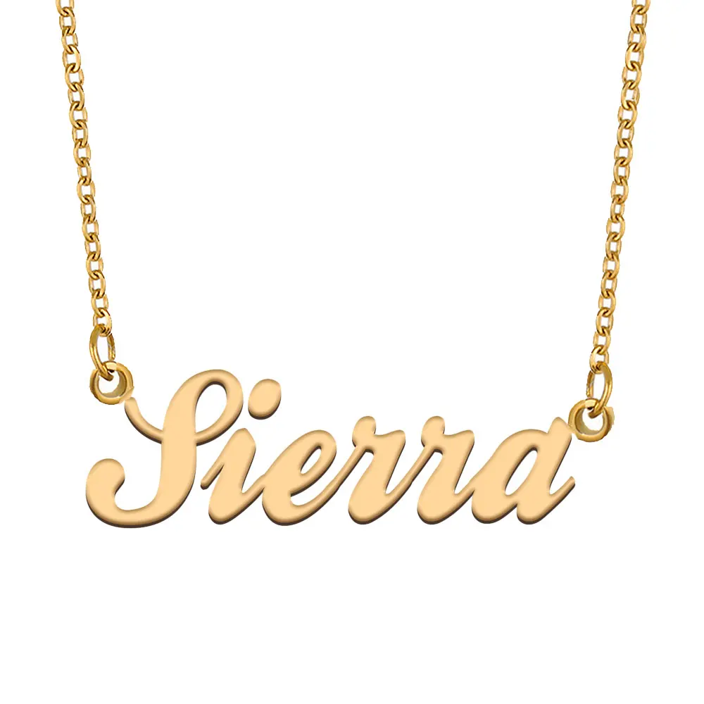 

Sierra Name Necklace for Women Stainless Steel Jewelry Gold Plated Nameplate Chain Pendant Femme Mothers Girlfriend Gift