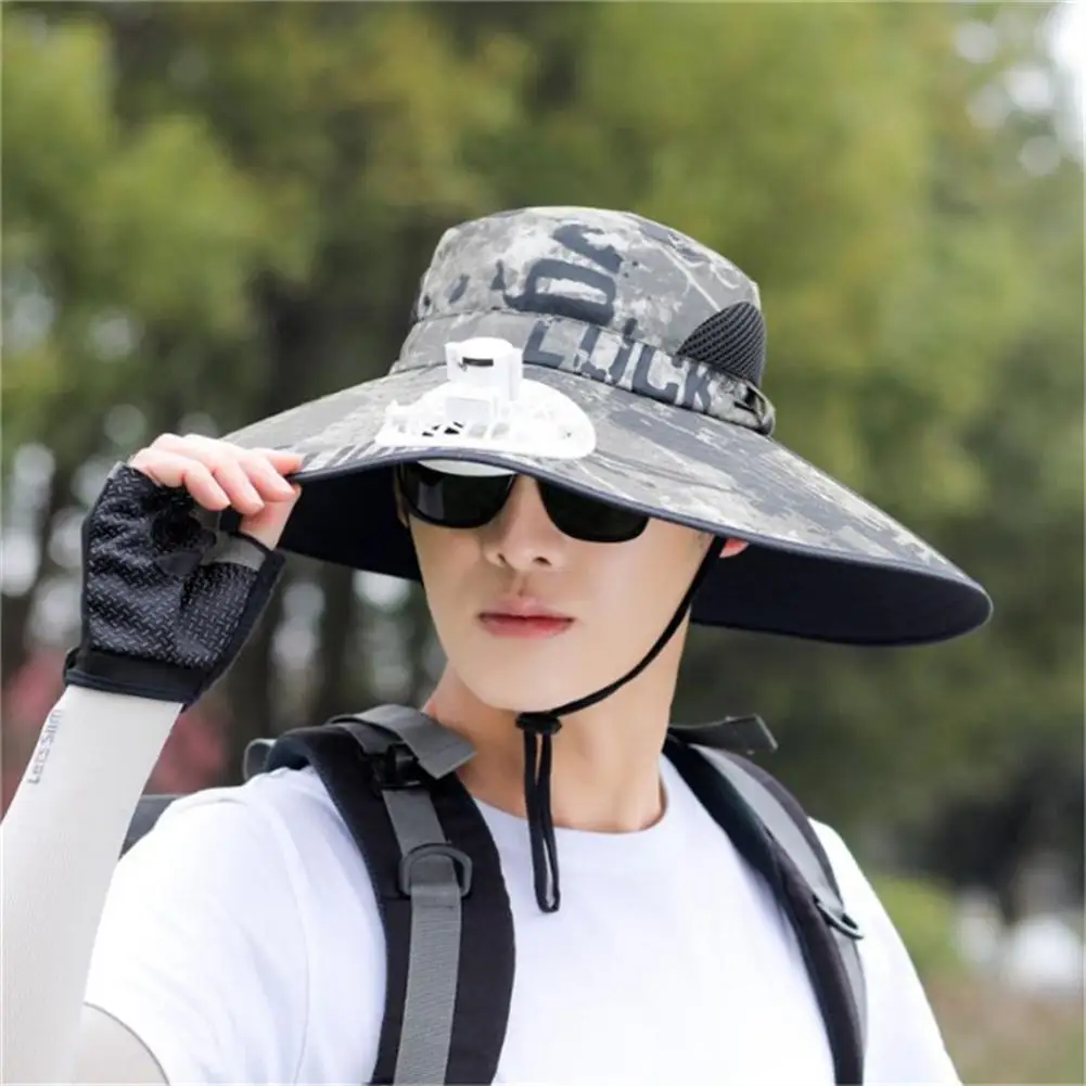 

Outdoor Adjustable Bucket Cap With Lanyard Wide Brim Breathable Sunscreen Quick-drying Climbing Fishing Multifunction Bucket Hat