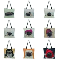 dog painting printed designer handbag eco reusable shopping bags for groceries womens casual tote bag
