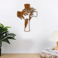 wooden cross christian ornament wall art craft hangings hook hole design religious openwork carving bedroom decoration 25cm