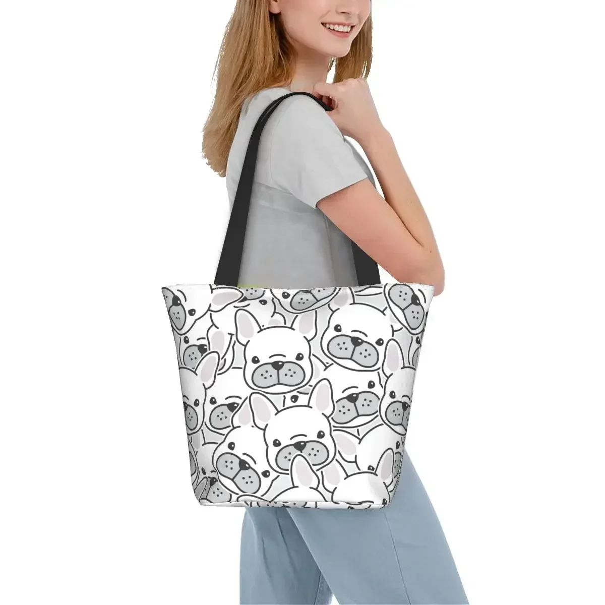 Сумка для покупок с изображением французского бульдога щенка