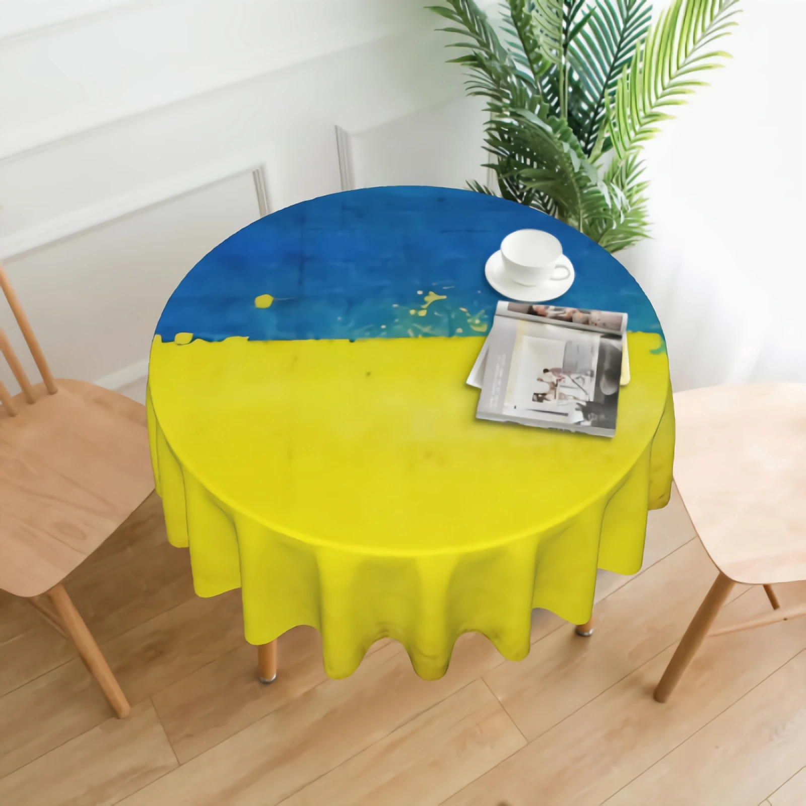 

Ukraine Flag Round Tablecloth Waterproof Washable 60" Dining Decorative for Home Kitchen Party Wedding
