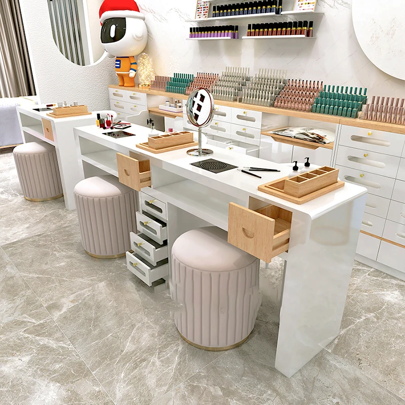 

Макияж, белый столик для ногтей, роскошный современный туалетный столик, мебель для маникюра LJ50MT