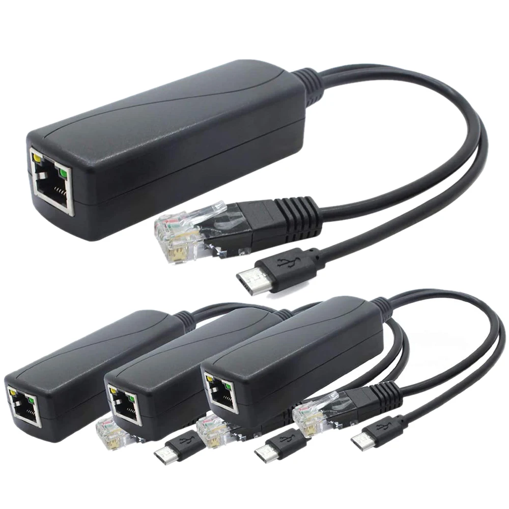 

4-Pack 5V PoE Splitter, 48V to 5V 2.4A Adapter with -USB Plug, for IP Camera,Tablets,for and More