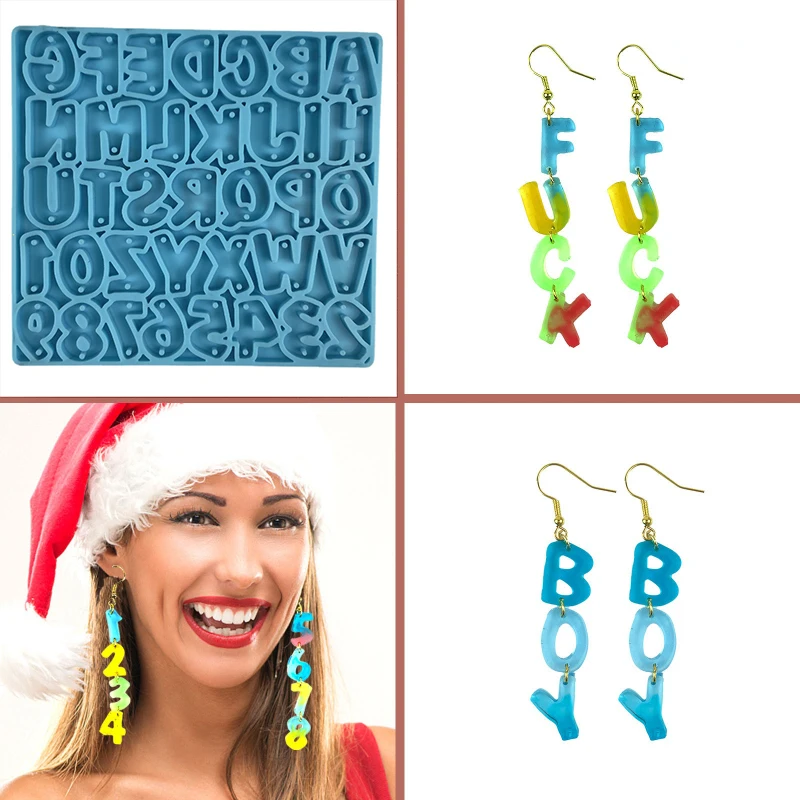 

Alphabet Keychain Mold Letter Number Earrings Pendant Mould Silicone Epoxy Resin Mold DIY Necklace Bracelet Jewelry Craft Making
