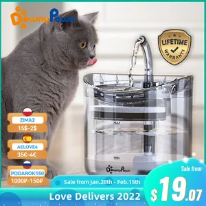 Downypaps 2L автоматический фонтан для кошек с водопроводом для собак, прозрачный фильтр, поилка для животных, датчик питья