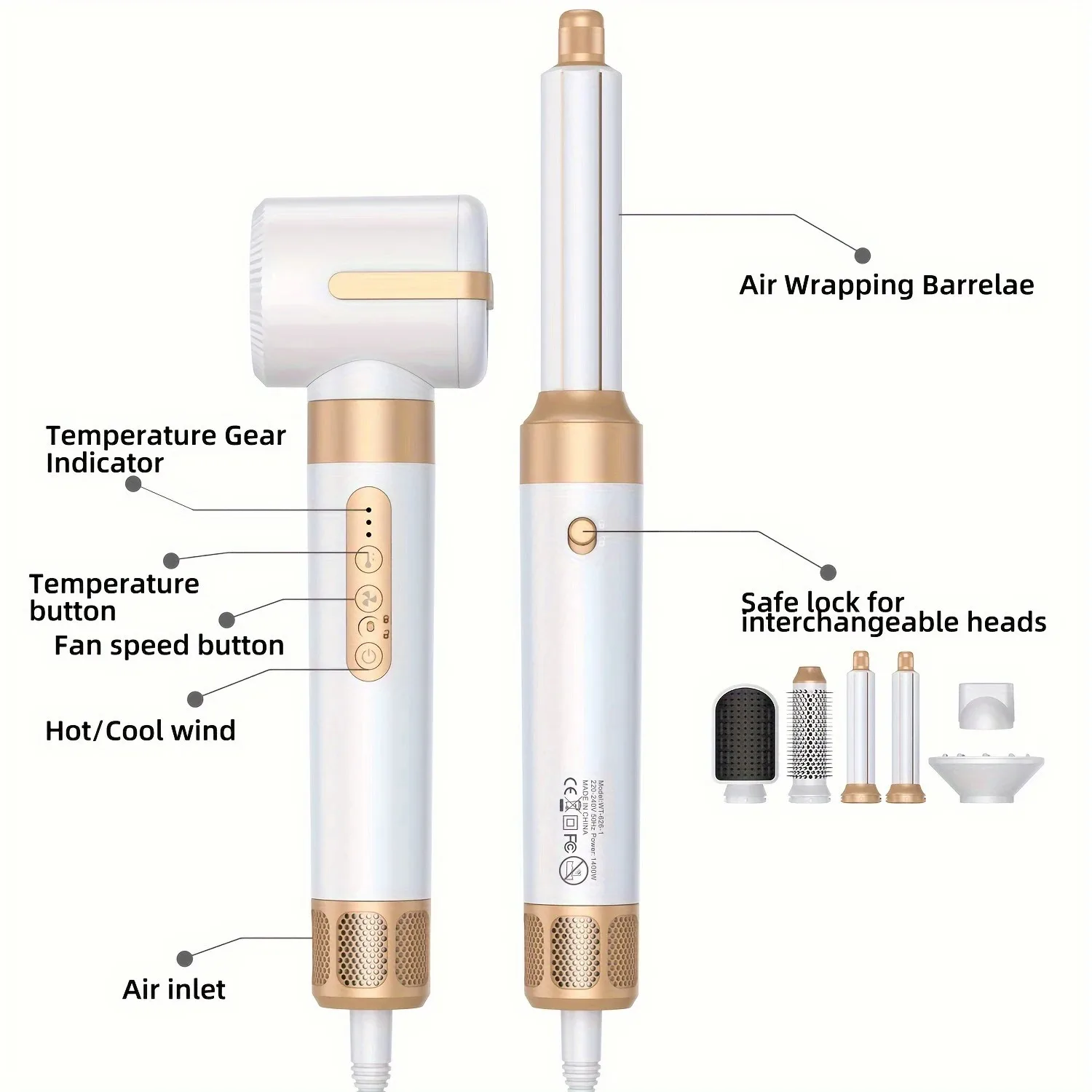 Профессиональная высокоскоростная щетка для сушки волос 7 в 1 Съемные