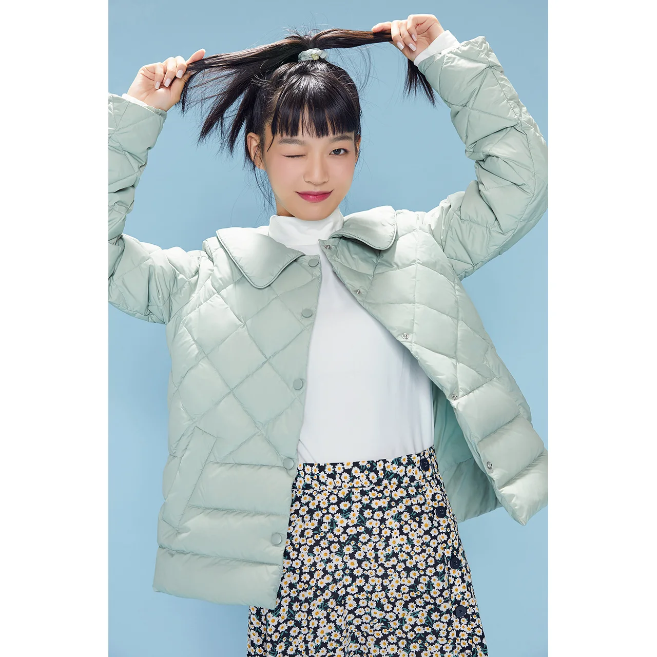 Metersbonwe Ultralight Down Women's Jackets 90%Duck Down Water Resistant Warm Wear Doll Collar Solid Color Loose Winter Coats