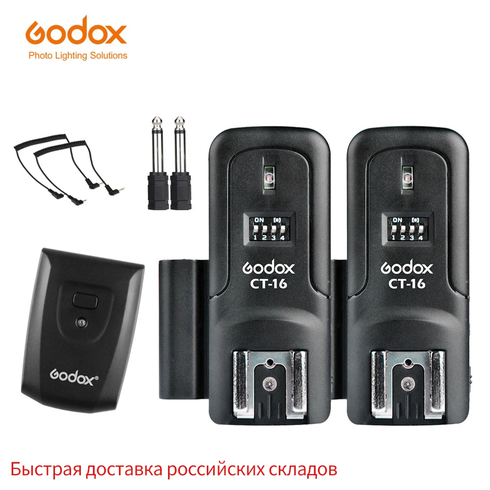 

Триггер + 2 ресивера Godox CT-16 для вспышки, камеры Canon Nikon