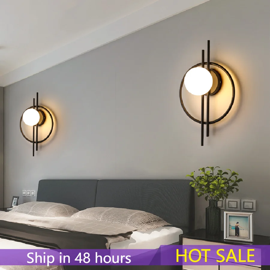 

Light Luxury Modern Wall Lamp AC90-260V Living Room TV Background Wall Lamp Aisle Nordic Master Bedroom Bedside Lamp