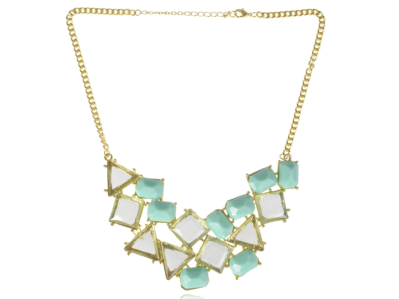 

Topaz And Diamond-shape Golden Tone Statement Necklace With Adjustable Chain