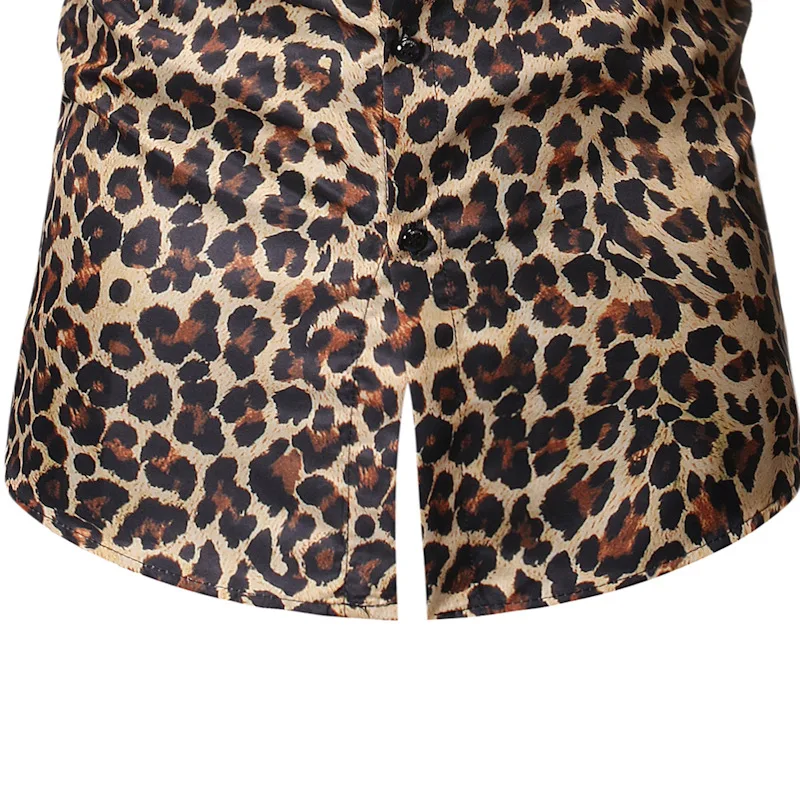 Mattswag Mens Leopard Print Long Sleeve Dress Shirts High Quality Social Men's Clothing Fashion Party Prom Shirts Chemise Homme