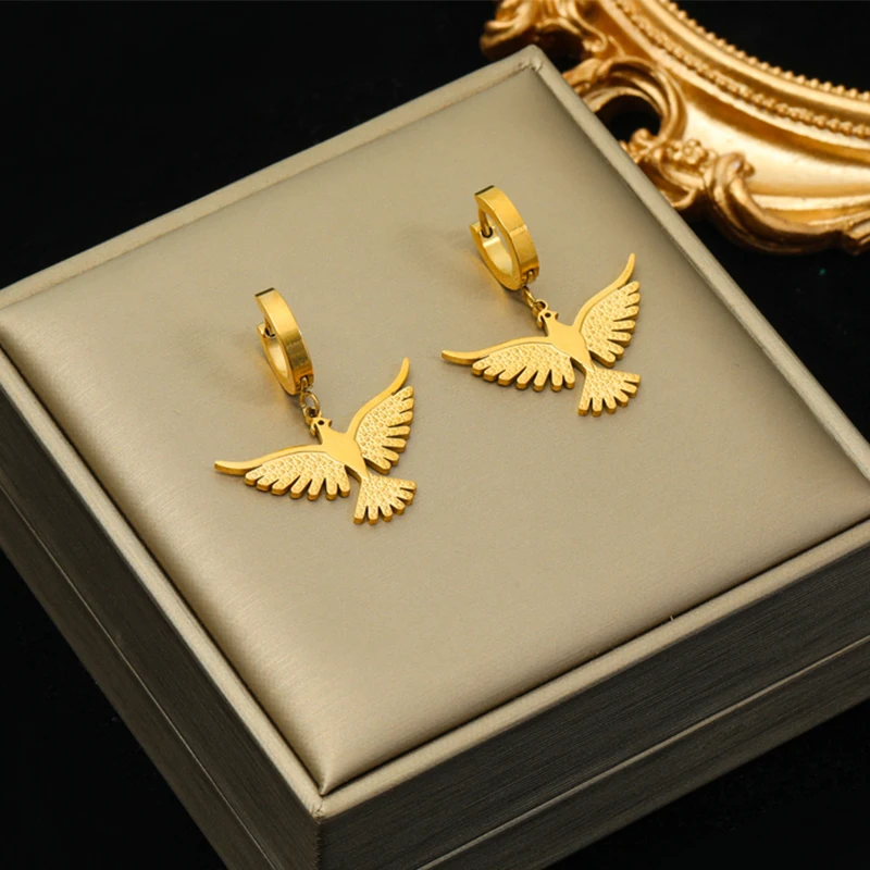 EILIECK 316L Stainless Steel Phoenix Leopard Cross Pearl  Earrings For Women Girl Fashion New Waterproof Ear Jewelry Gift Party