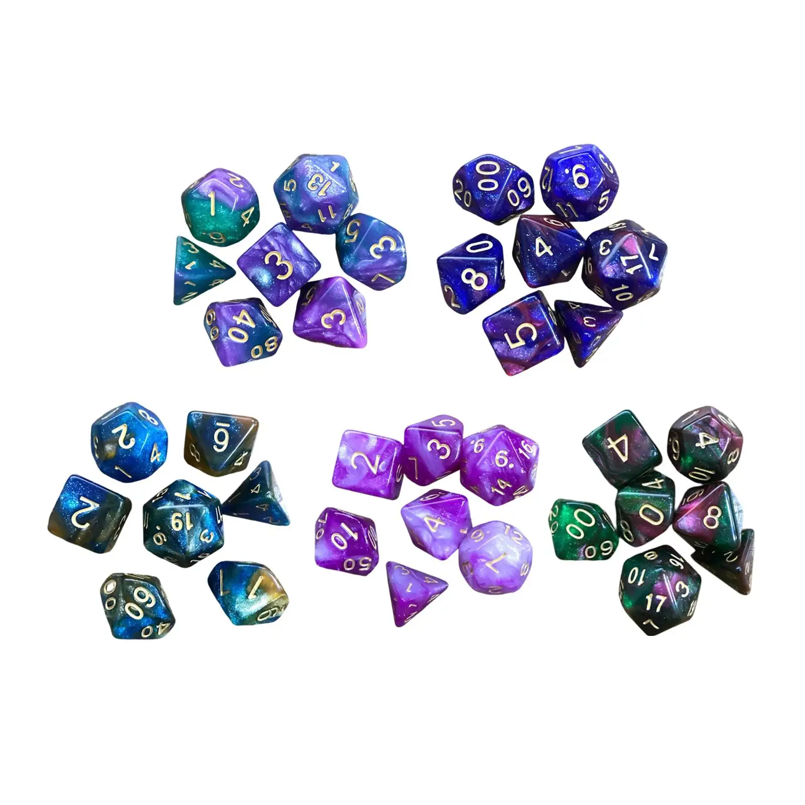 

7Pcs Multi Sided Tarot Astrology Dice Set D4-D20 Resin Pearl Astrological Dice 20mm for Role Playing Party Game Dice Game