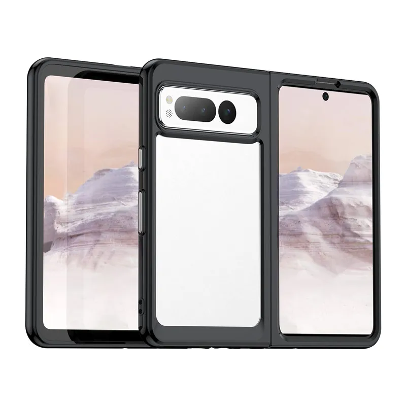 For Google Pixel Fold Case Pixel Fold Cover Colorful Soft Edge Silicone Transparent Shockproof Bumper For Google Pixel Fold Case