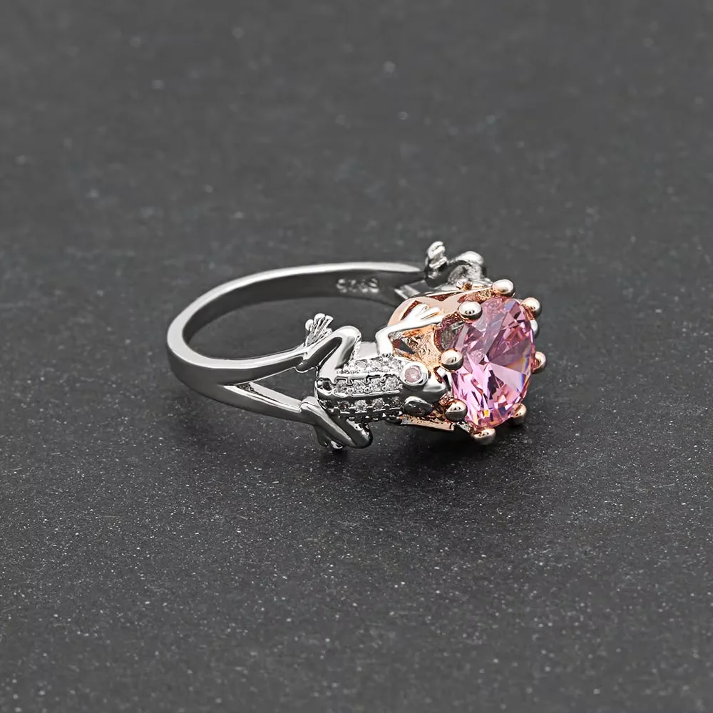 Женское кольцо в форме лягушки принца летнее ювелирное изделие с фиолетовыми