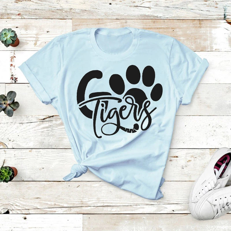 

Rheaclot Go Tigers Women's Funny Summer Short Sleeve Graphic O-Neck Tee Top