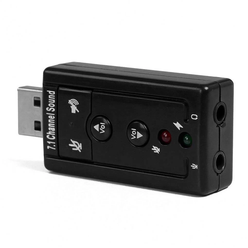 

USB 7,1 канальный Звуковой адаптер, портативная внешняя стереокарта без драйвера, аудио USB устройство для настольных или ноутбуков