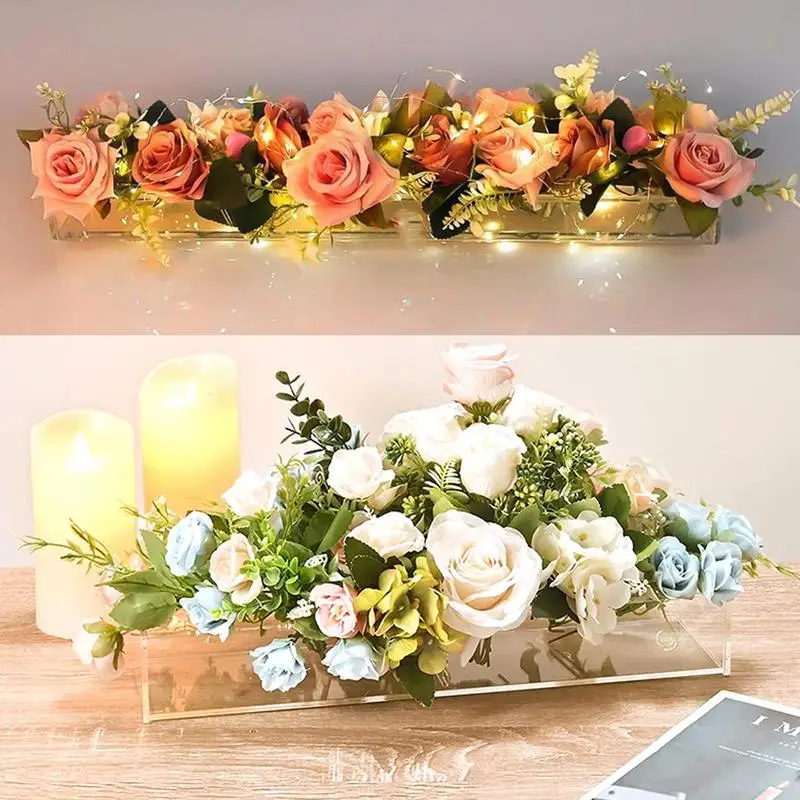 

Rectangular Vase Clear Acrylic Flower Arrangement Vase Tabletop Decorative Vases Wedding Centerpiece Home Decor