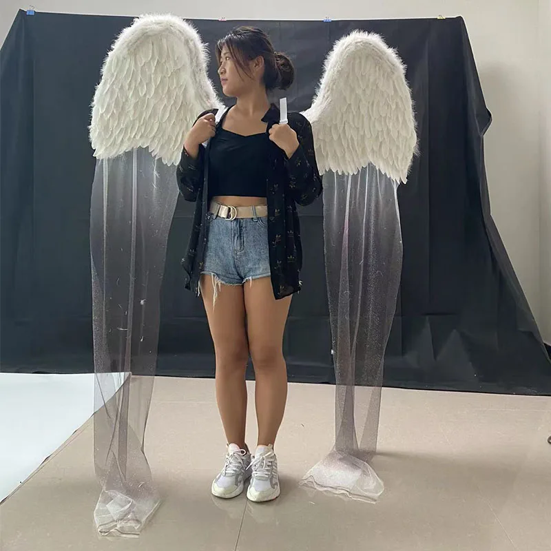 

Adult colorful yarn feather angel wings wedding decoration holiday party cos activity stage performance props