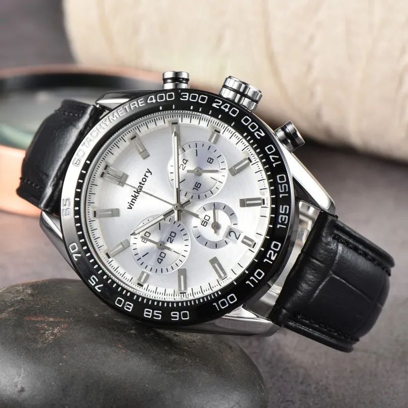 

Christmas Present High Quality Luxury Leather Strap Multifunctional Chronograph Date Quartz Smart Watch with Gifts Box Bracelet