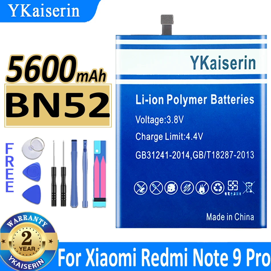 

YKaiserin Battery BN 52 For Xiaomi BN52 5600mAh Battery For Xiaomi Redmi Note 9 Pro 9Pro Note9 Pro Note9Pro Batteria + Tools