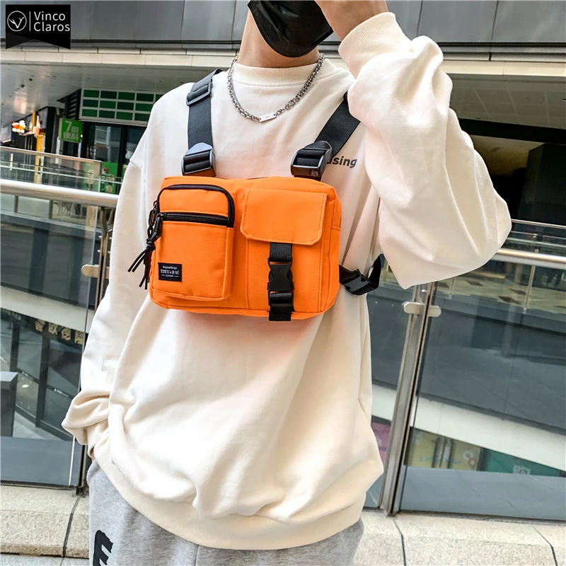 

Мужская сумка в стиле хоп, нагрудная Сумочка, уличная одежда в стиле хип-хоп, повседневный уличный функциональный жилет для мальчиков, тактический крутой тренд