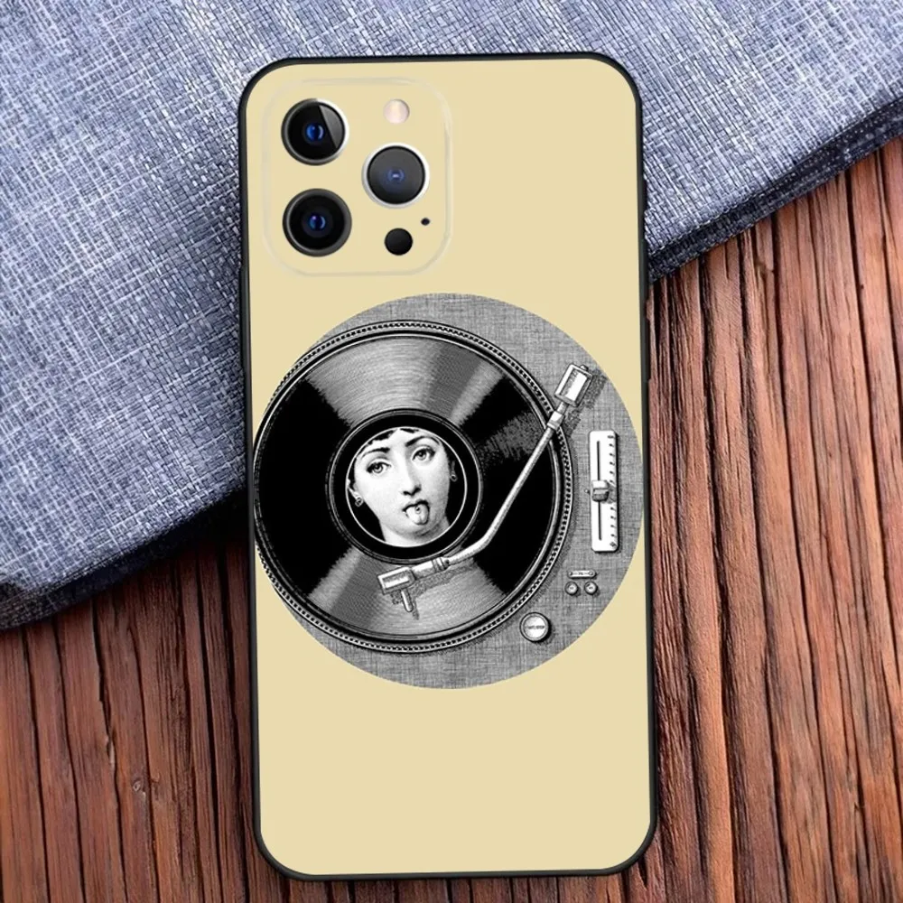 Face Art P-Piero F-Fornasetti Phone Case For iPhone 16 15 14 13 12 11 Pro X XS Max XR Plus Mini Soft Black Cover