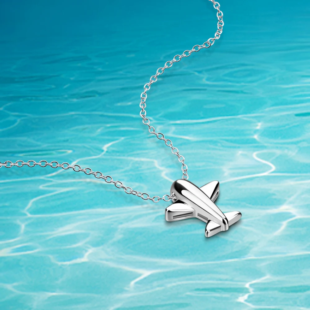 

True 925 Sterling Silver Necklace Fashion New Jewelry Airplane Necklace For Women Men CreativeValentine's Day Birthday Present
