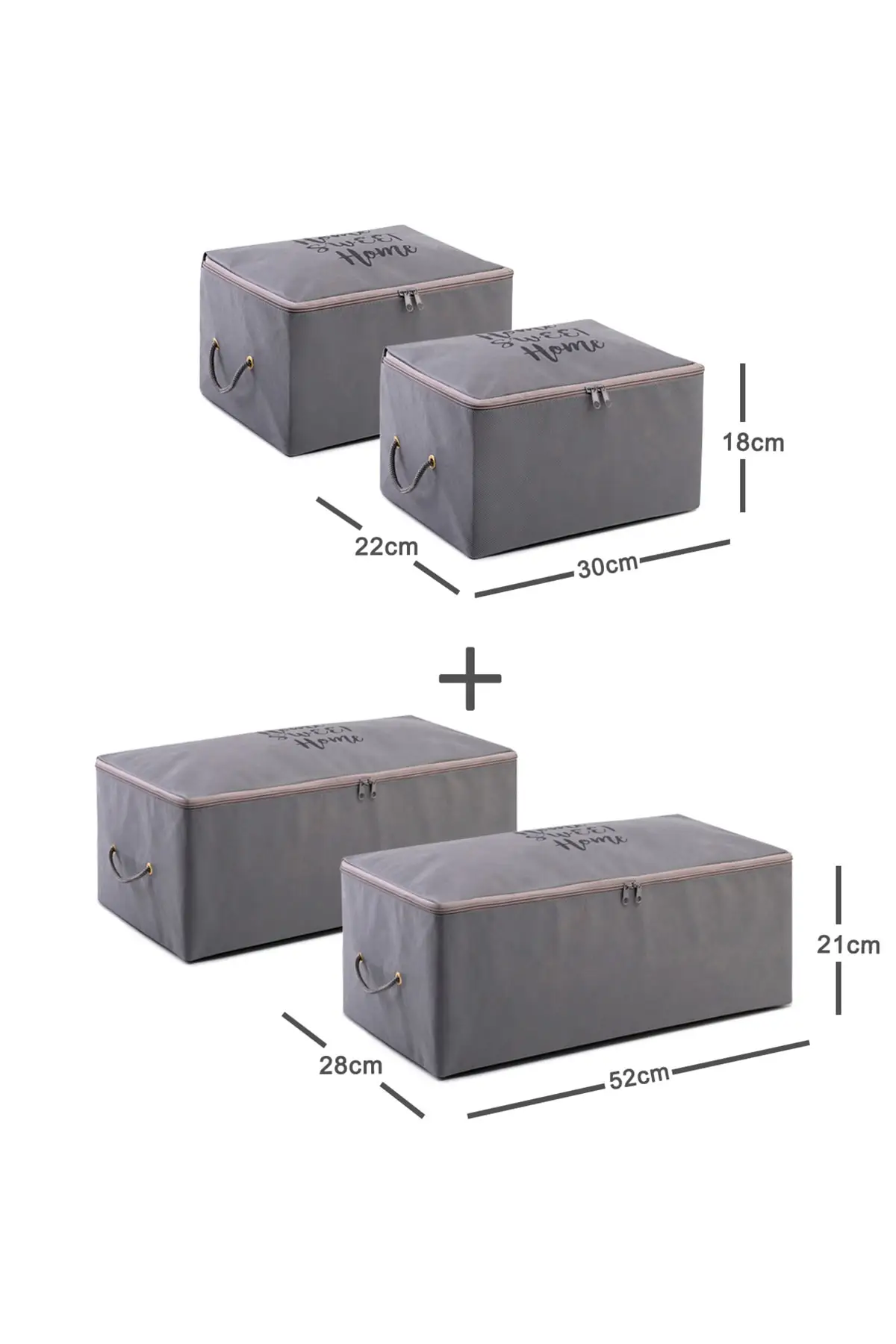 

2021 New Fashion Home Decoration Set of 4 Gray Color Printed Zipper Storage Rectangle Folding Sundries Book Storage Basket