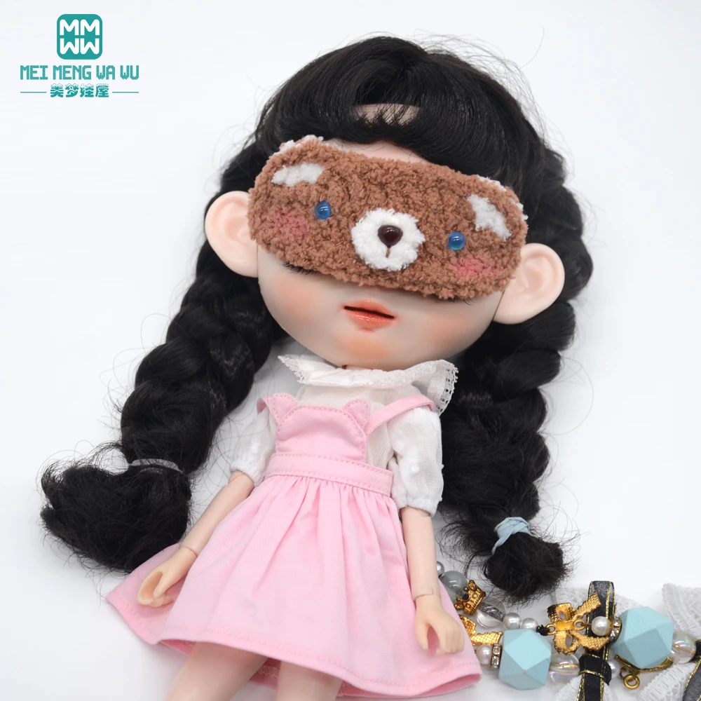 

Blyth Doll Clothes Fashion cartoon eye mask pink brown white for Azone OB FR Toys gift