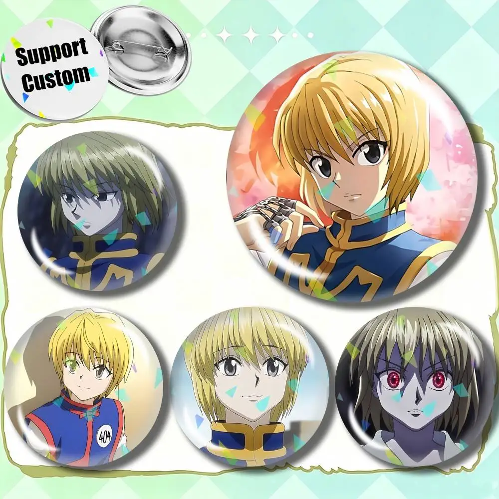 Фото Модные броши-значки Chain Avenger Kurapika Anime HXH с индивидуальным дизайном, персонализированные значки с эффектом разбитого стекла, аксессуар для моды №1
