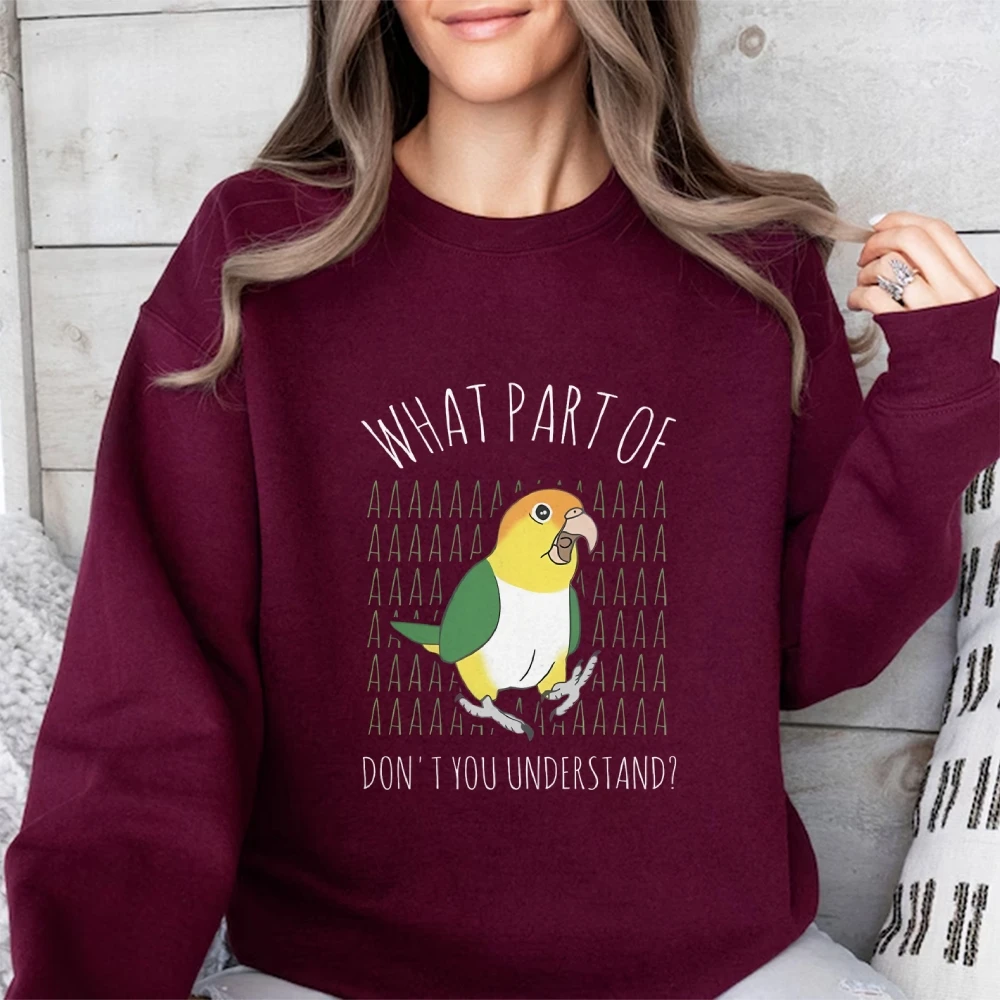 Толстовка с рисунком попугая Модный пуловер длинным рукавом и круглым вырезом