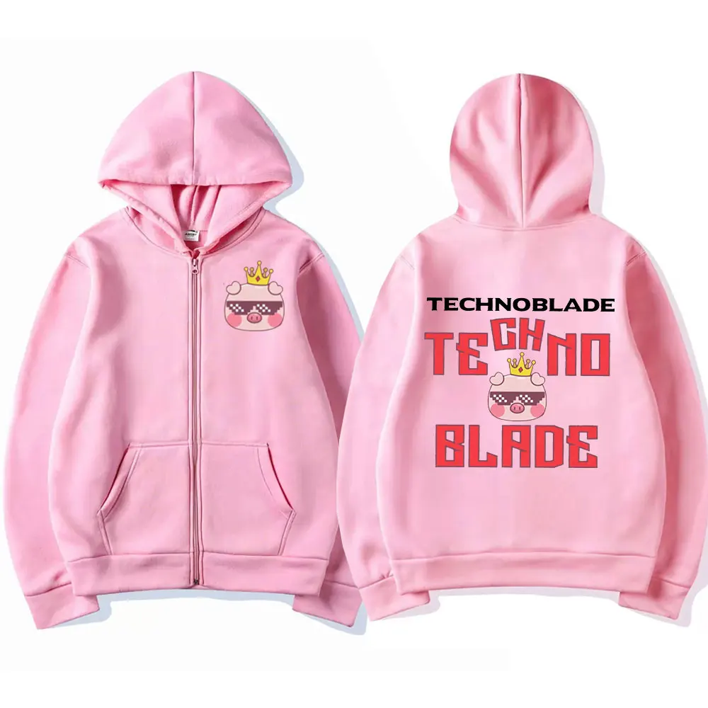 Свитшот Technoblade Merch на молнии с капюшоном и двусторонним принтом для мужчин женщин