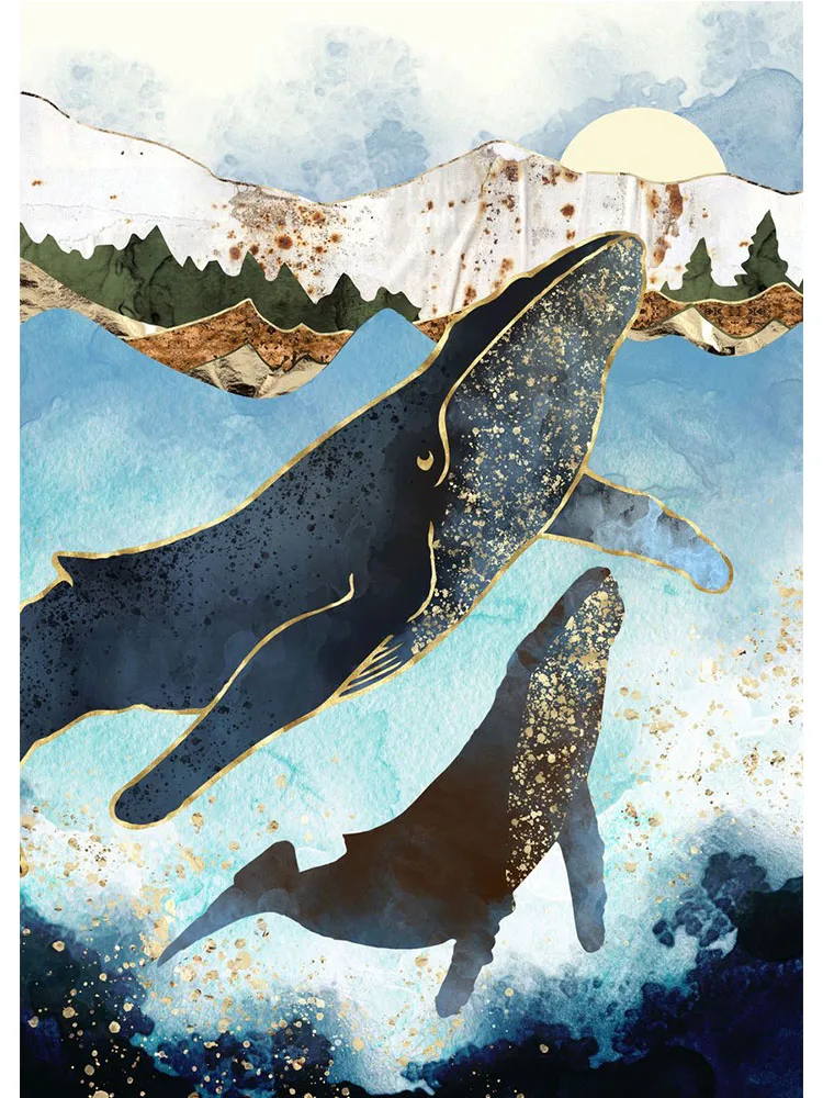 

Настенная картина "Большой кит и корабль"