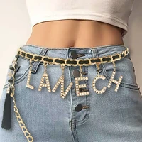 black tassel women fashion belt hip high waist gold narrow metal chain chunky fringes crystal diamond waist chain