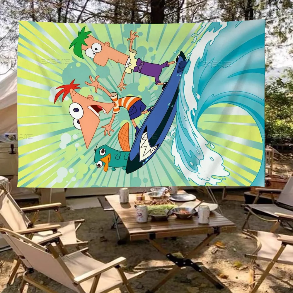 P-phineas мультфильм F-фаски ретро флаги множественный выбор живой студийный стенд